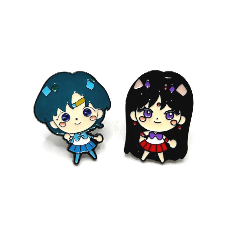 Sailor Moon Mercury Mars Enamel Pin Set Unisex OS Multi Chibi Anime Kawaii Decor